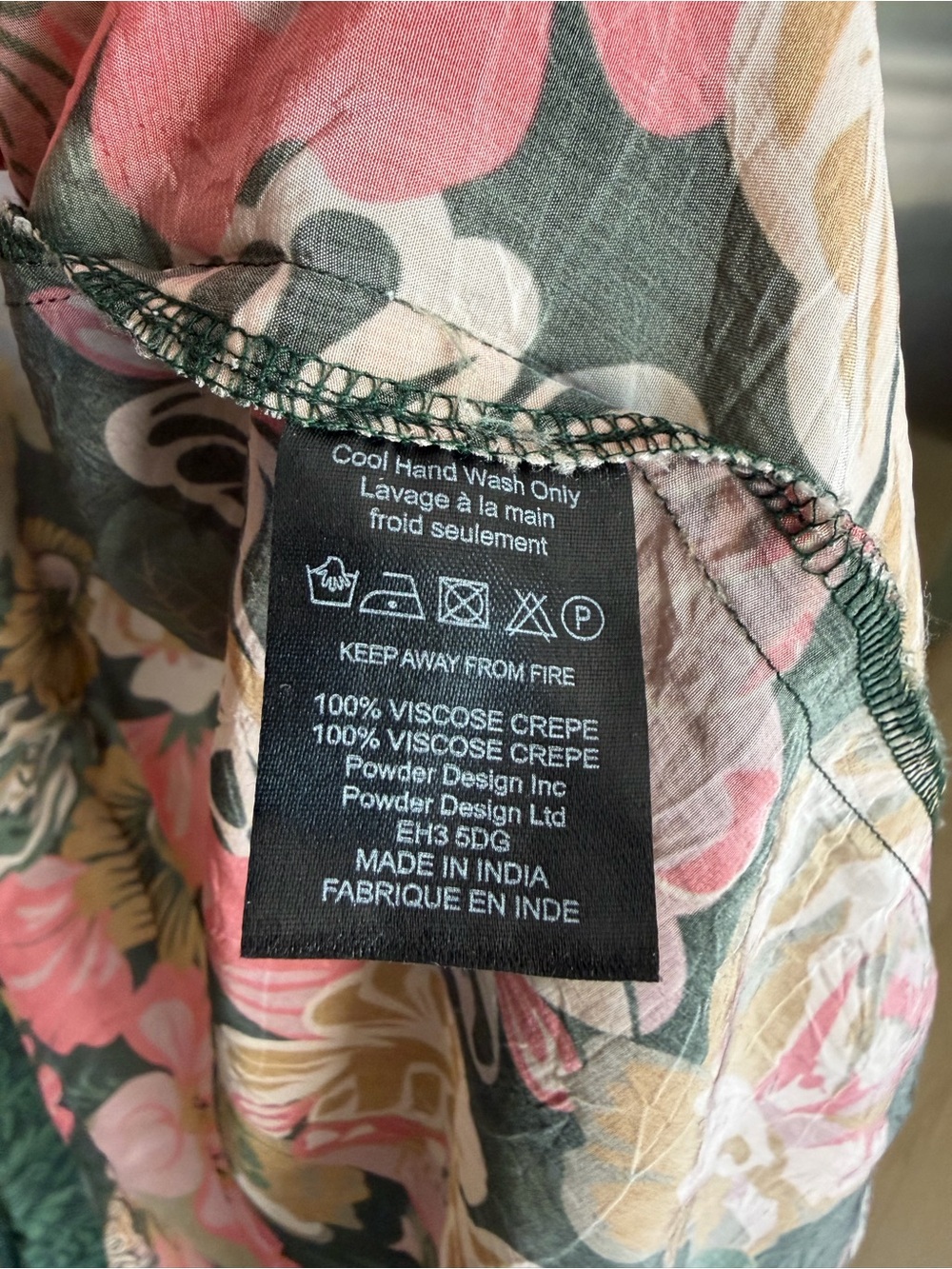 Powder Folk Art Floral Kimono Robe - Fern with Tie Belt - Picture 5 of 5